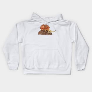 Frilled-neck lizard cartoon illustration Kids Hoodie